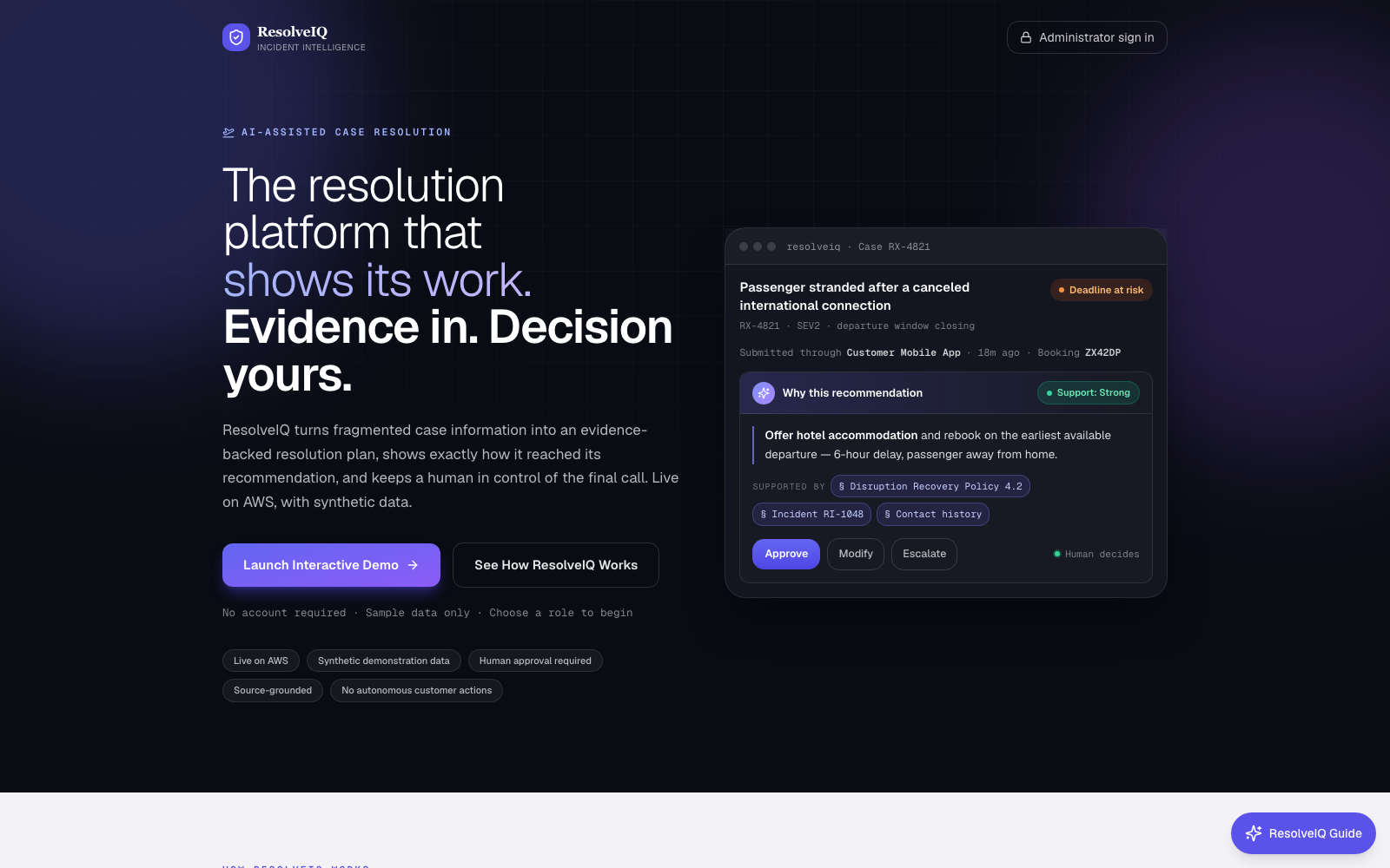 ResolveIQ — Enterprise AI Case Resolution interface